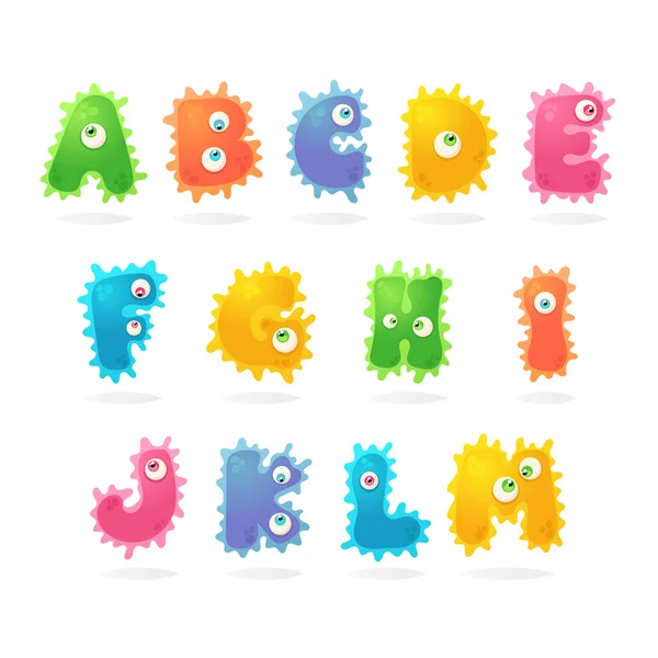 Karakter Kartun Lucu Bacteria Letters Vektor Set Dari - Stok Vektor