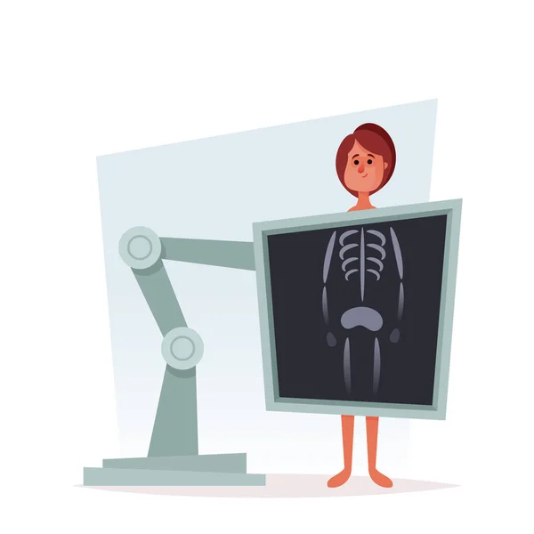 Personagem Desenho Animado Bonito Raio Medical Scanning Ilustração Vetorial — Vetor de Stock