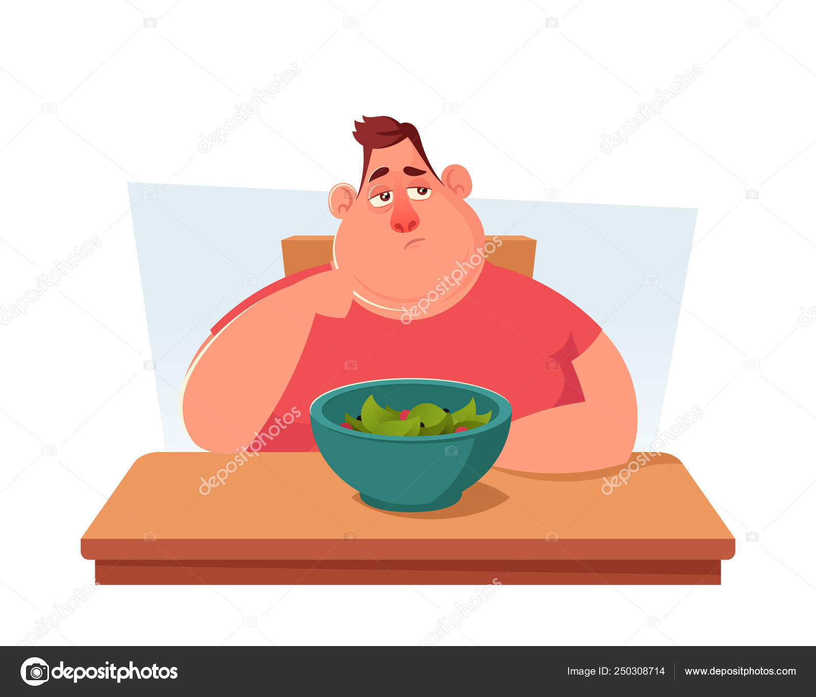 ぽっちゃり男のサラダを食べたくないです ストックベクター C Stickerama ぽっちゃり男のサラダを食べたくないです ストックベクター C Stickerama
