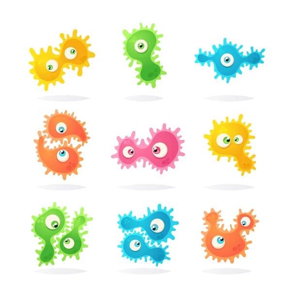 Doodle Cartoon Bacteria - Stok Vektor