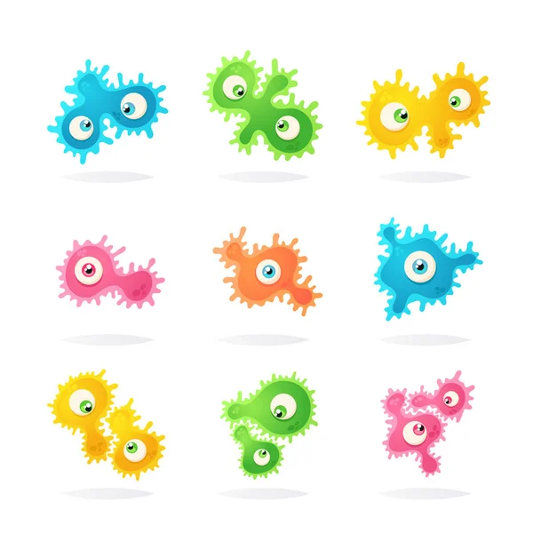Personagens de doodle: Bactérias. Estilo dos desenhos animados — Vetor de Stock