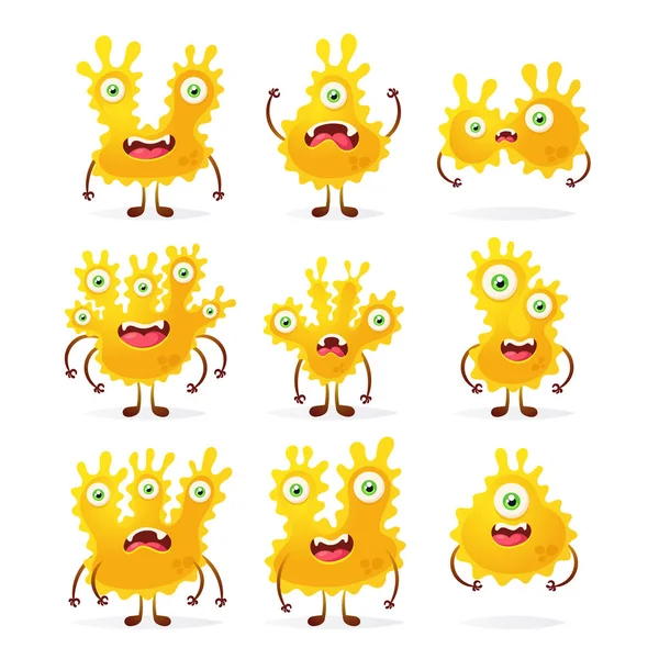 Personajes de Doodle Cartoon: Monstruos amarillos — Vector de stock