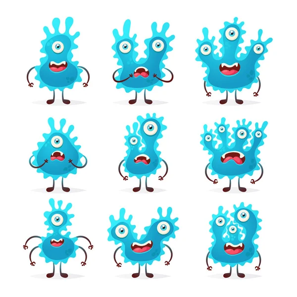 Doodle cartoon karakters: blauwe monsters Vectorbeelden
