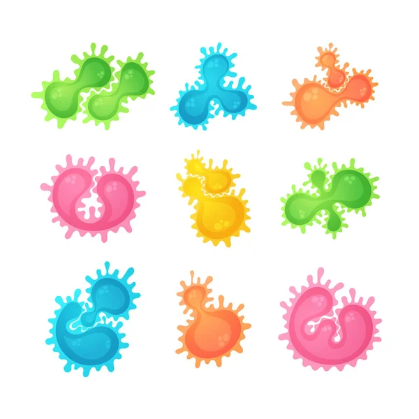 Negen kleurrijke bacteriën Rechtenvrije Stockvectors