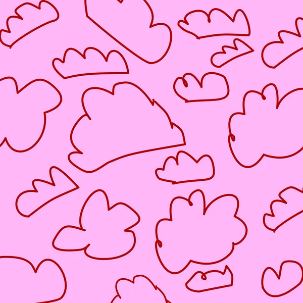 Pembe üzerine kırmızı çizgilerle şirin el çizimleri, çocuk odası dekorasyonu, kumaş baskıları, duvar kağıtları ve tuhaf çizimler için harika..