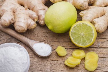 zencefil, limon ve masaya pişirme