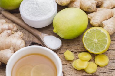 zencefil, limon ve masaya pişirme