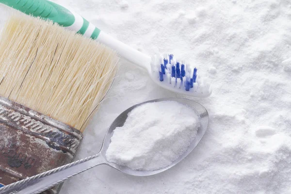 Baking Soda Brush Wood Table — Stok Foto