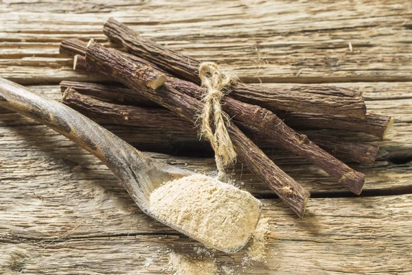 Powder Licorice Root Table Glycyrrhiza Glabra — Stock Photo, Image