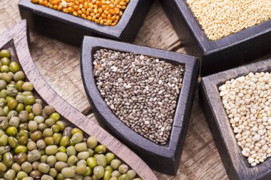 Süper glutensiz gıdalar taneleri: amaranth, chia, quinoa, darı