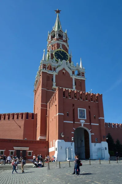 Moskau Russland Mai 2018 Spasskaja Turm Des Moskauer Kreml Auf — Stockfoto