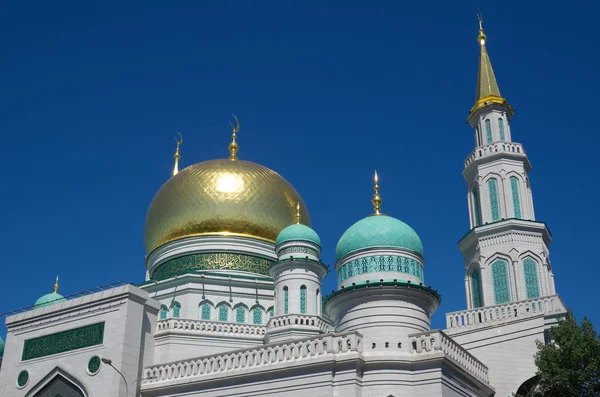 Domes of the Moscow Cathedral mosque in Moscow, Russia. The largest and highest in Europe Muslim mosque