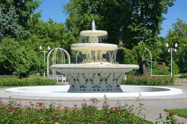 Διάτρητο Όμορφο Συντριβάνι Rose Garden Στο Πάρκο Γκόρκι Μόσχα Ρωσία — Φωτογραφία Αρχείου