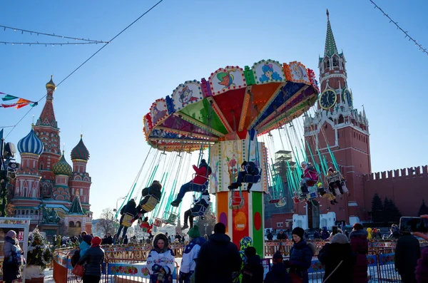 Moscou Rússia Janeiro 2018 Moscou Época Natal Carrossel Infantil Feira — Fotografia de Stock