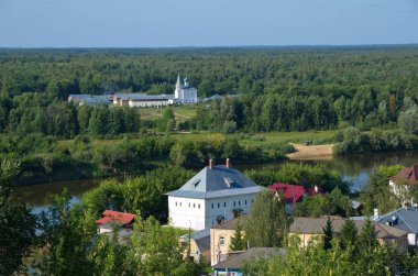 Yaz kenti Gorokhovets ve Znamenskiy kadınlar Manastırı. Vladimir Bölgesi, Rusya Federasyonu