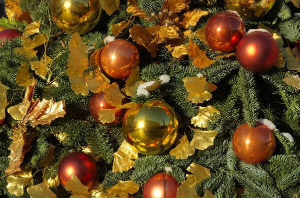 Weihnachtskugeln Auf Dem Weihnachtsbaum Hintergrund — Stockfoto