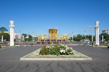 Moskova, Rusya - 14 Ağustos 2018: Çeşme Vdnh, 