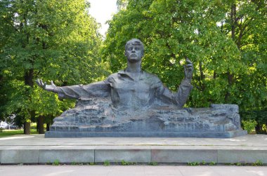 Ryazan, Rusya - 17 Ağustos 2018: Anıt içinde büyük şairi Doğum Yıldönümü 80 ayarla Ryazan merkezi Sergei Yesenin