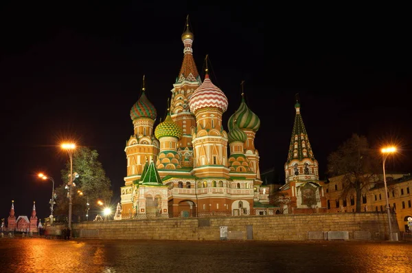 Catedral Intercesión Foso Catedral Basilio Una Noche Invierno Moscú Rusia — Foto de Stock