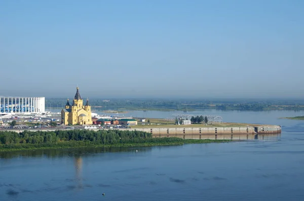 Vue Estivale Flèche Confluent Des Fleuves Oka Volga Cathédrale Alexandre — Photo