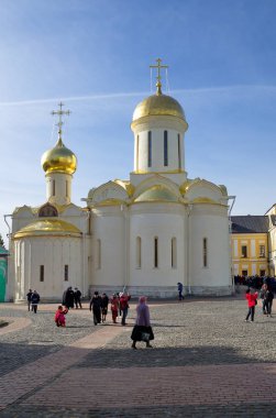 Sergiev Posad, Rusya Federasyonu - 9 Eylül 2018: Holy Trinity St Sergius Lavra. Trinity Katedrali  