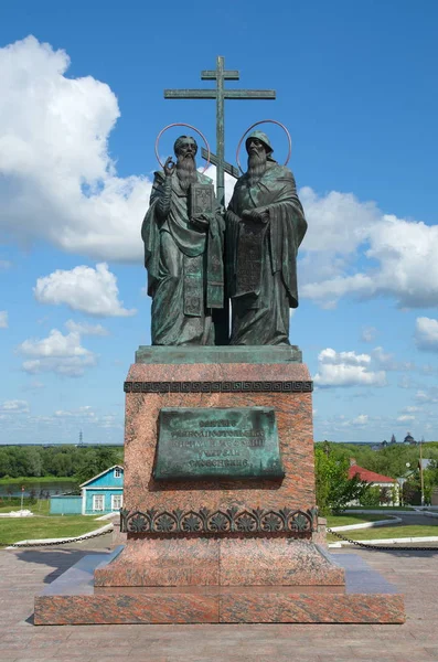 Kolomna Federacja Rosyjska Sierpień 2018 Pomnik Cyryla Metodego Placu Katedralnym — Zdjęcie stockowe