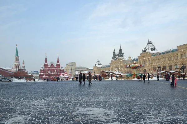 Moscú Rusia Febrero 2018 Vista Invierno Plaza Roja Centro Moscú — Foto de Stock