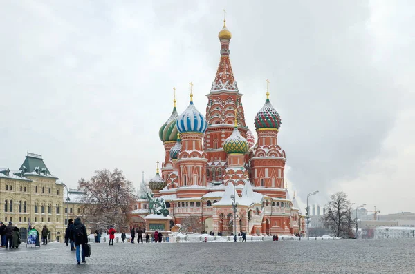 Moscú Rusia Febrero 2018 Catedral Intercesión Foso Catedral Basilio Plaza — Foto de Stock