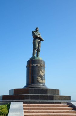 Nizhny Novgorod, Rusya - 19 Ağustos 2018: Pilot Valery Chkalov Anıtı