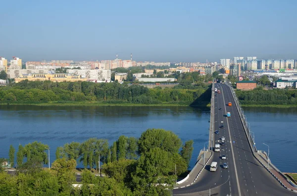 Nizhny Novgorod Russia August 2018 Summer View Kanavinsky Bridge Oka — Stock Photo, Image