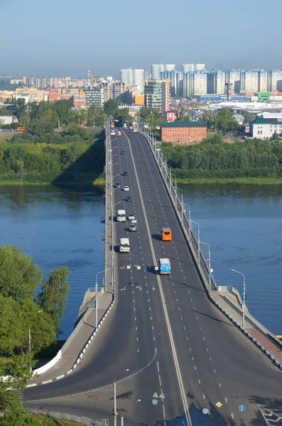 Nizhny Novgorod Ryssland Augusti 2018 Kanavinsky Bro Över Floden Oka — Stockfoto