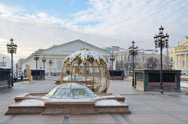 Moscou Russie Janvier 2019 Décoration Place Manezh Devant Salle Exposition — Photo