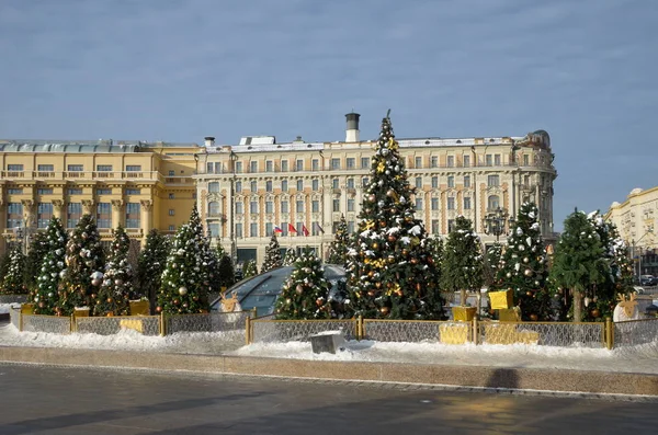 Москва Россия Января 2019 Года Рождественский Фестиваль Новогодняя Елка Манежной — стоковое фото