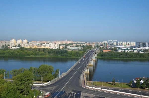 Nizhny Novgorod Ryssland Augusti 2018 Sommaren Syn Kanavinsky Överbryggar Över — Stockfoto