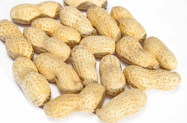 Untreated Peanuts Close White Background — Stock Photo, Image