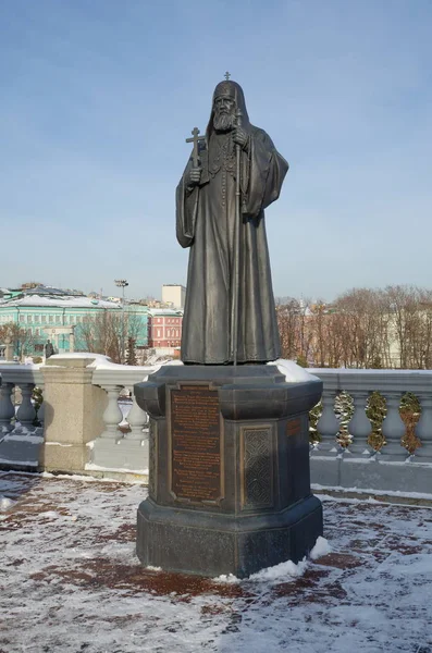 Moskwa Rosja Stycznia 2018 Pomnik Patriarcha Tichon Katedrę Chrystusa Zbawiciela — Zdjęcie stockowe