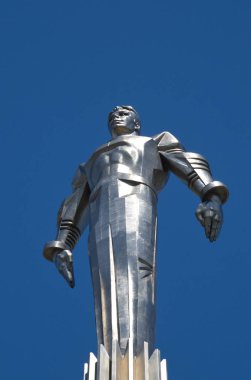 Moskova, Rusya-15 Haziran 2018: Gagarin meydanında Yuri Gagarin Anıtı. 4 Temmuz 1980 tarihinde açıldı. Heykeltıraş P. ı. Bondarenko, mimarlar Y. B. Belopolsky, F. M. Gazhevsky 