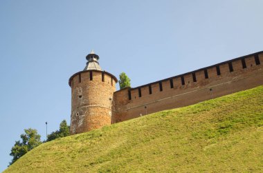 Nizhny Novgorod, Rusya - 19 Ağustos 2019: Nizhny Novgorod Kremlin Taynitskaya kulesi