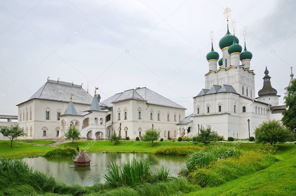 Rostov Kremlin. View of the Church of John the theologian and the Red chamber. Rostov Veliky, Yaroslavl region, Russia. The Golden Ring of Russia