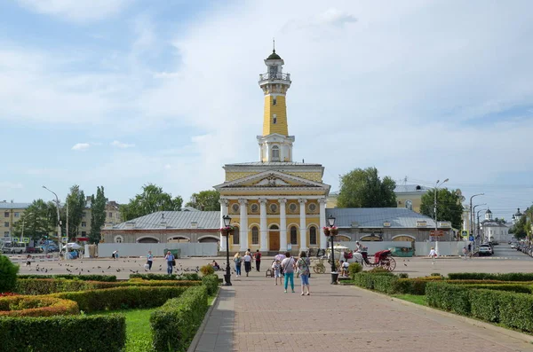Kostroma Rusland Juli 2019 Zomer Uitzicht Het Plein Susaninskaya Vuurtoren — Stockfoto