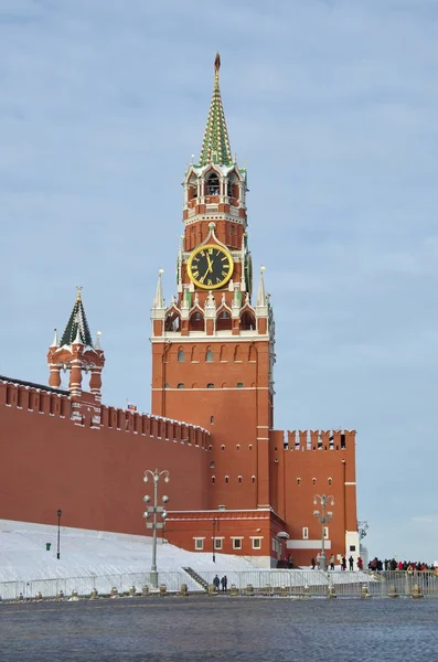 Winter Ansicht Des Spasskaja Turms Des Moskauer Kreml Moskau Russland — Stockfoto