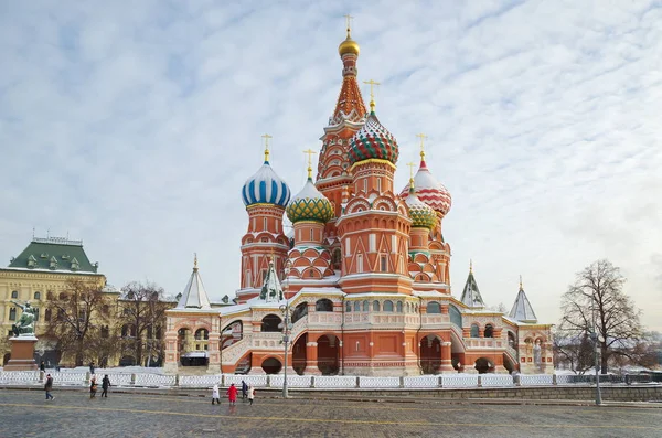 Vista Inverno Catedral Intercessão Virgem Maria Abençoada Fosso Basil Cathedral — Fotografia de Stock