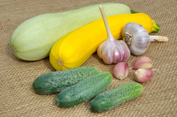 Färska Grönsaker Från Trädgården Burlap — Stockfoto