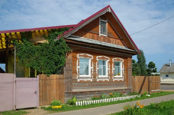 Holzhaus Der Siedlung Selizharovo Region Twer Russland — Stockfoto