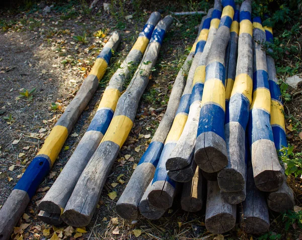 Billes Décorées Bleues Jaunes — Photo