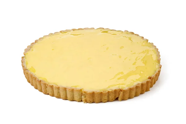 Torta Limone Isolata Sfondo Bianco Vista Vicino — Foto Stock