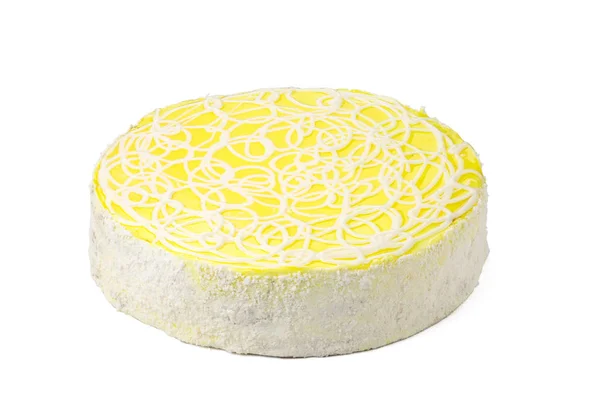 Citron Tårta Isolerad Vit Bakgrund — Stockfoto