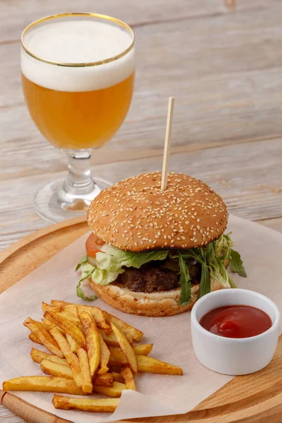 beef burger menu and beer
