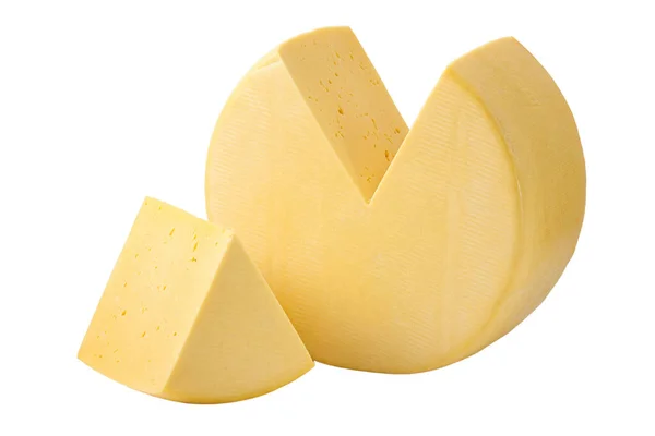 Kırpma Yolu Ile Izole Edilmiş Beyaz Bir Zemin Üzerinde Peynir — Stok fotoğraf