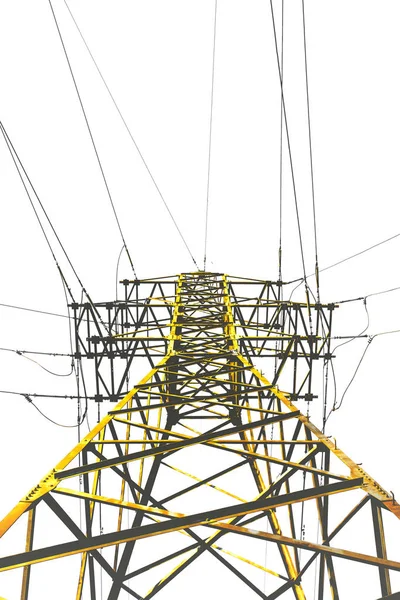 High voltage pole isolated on white background — Stock Photo, Image